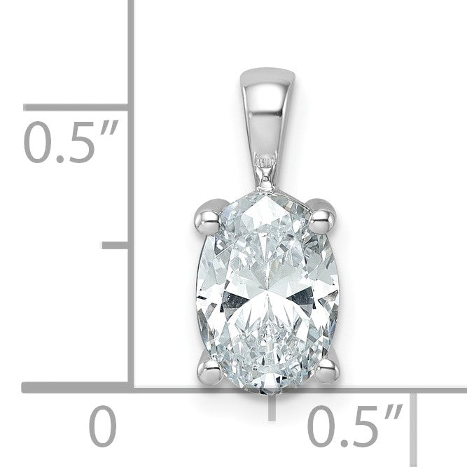 14 K Weißgold Anhänger mit 2 ct. zertifiziertem, im Labor gezüchtetem Diamant, VS/SI+ G+, oval, vierzackige Fassung
