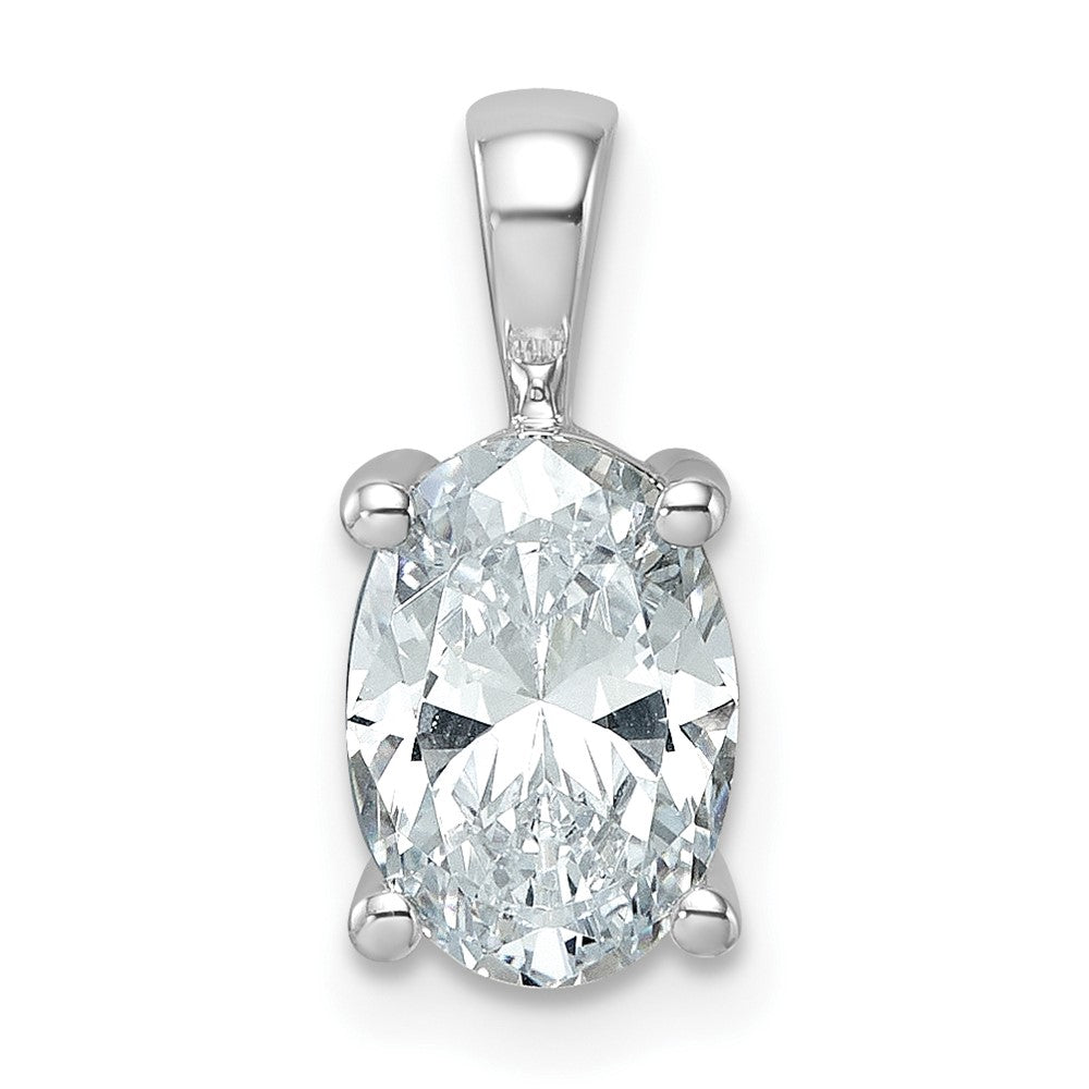 14K Weißgold Anhänger mit 2 ct. im Labor gezüchtetem Diamant VS/SI+ G+ Oval mit Vierkrappenfassung