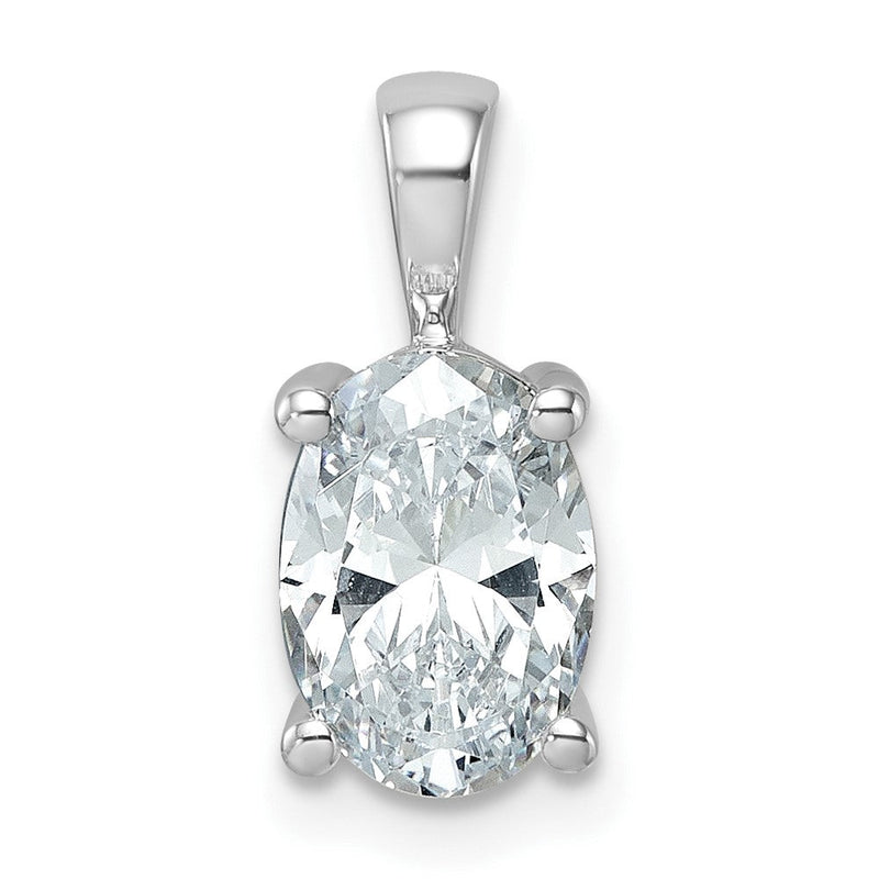 14K Weißgold Anhänger mit 2 ct. im Labor gezüchtetem Diamant VS/SI+ G+ Oval mit Vierkrappenfassung