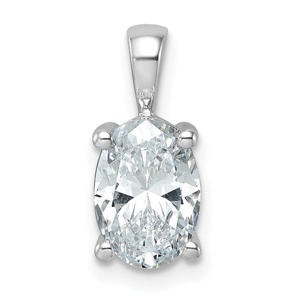 14 K Weißgold Anhänger mit 2 ct. zertifiziertem, im Labor gezüchtetem Diamant, VS/SI+ G+, oval, vierzackige Fassung