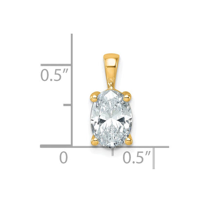14K Gelbgold Anhänger mit 2 ct. zertifiziertem, laborgezüchtetem Diamant VS/SI+ G+, Oval, komplette Vier-Krappen-Fassung