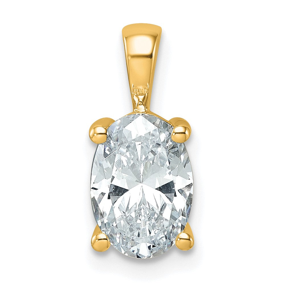 14K Gelbgold Anhänger mit 2 ct. zertifiziertem, laborgezüchtetem Diamant VS/SI+ G+, Oval, komplette Vier-Krappen-Fassung