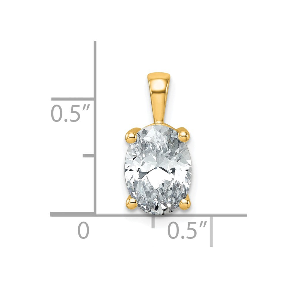 14K Gelbgold 2,5 ct. Laborgezüchteter Diamant VS/SI+ G+ Ovaler Anhänger mit Vier-Krappen-Fassung
