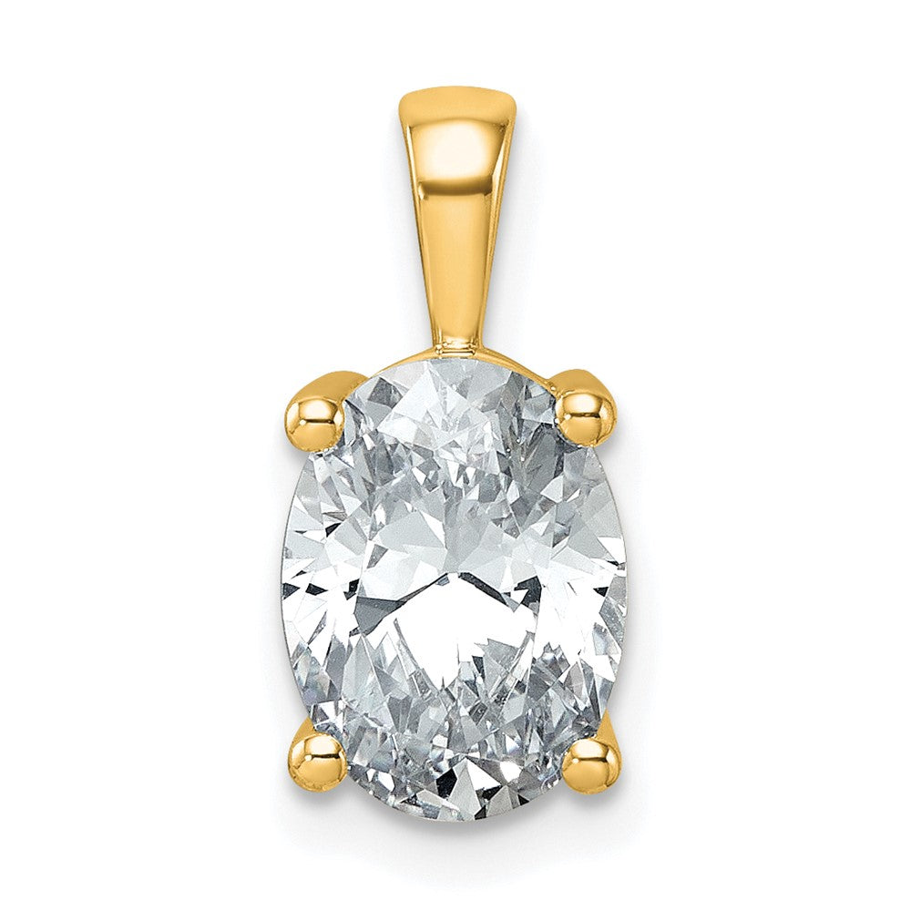 14K Gelbgold 2,5 ct. Laborgezüchteter Diamant VS/SI+ G+ Ovaler Anhänger mit Vier-Krappen-Fassung