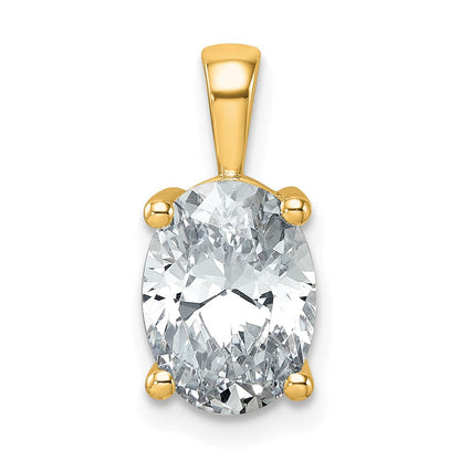 14K Gelbgold 2,5 ct. Laborgezüchteter Diamant VS/SI+ G+ Ovaler Anhänger mit Vier-Krappen-Fassung