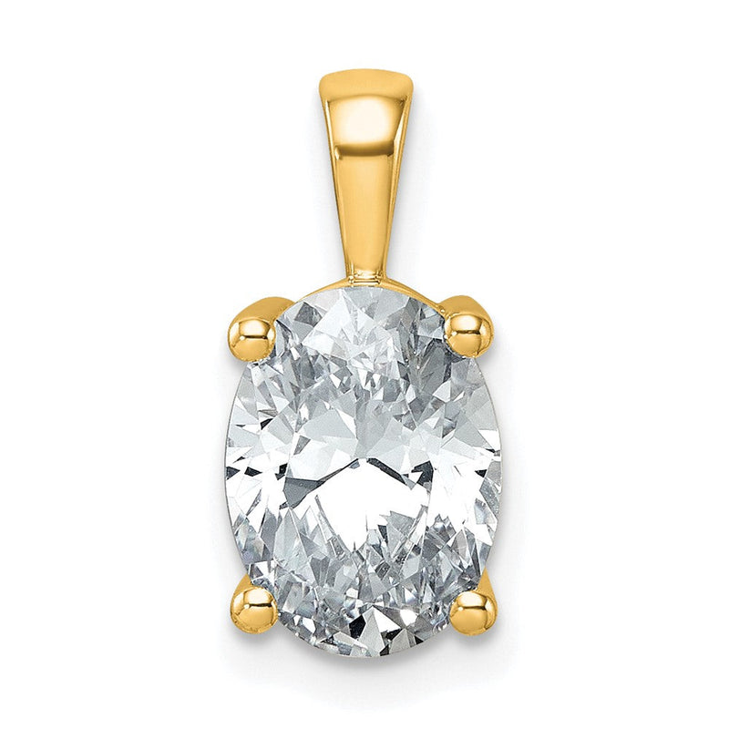 14K Gelbgold 2,5 ct. Laborgezüchteter Diamant VS/SI+ G+ Ovaler Anhänger mit Vier-Krappen-Fassung