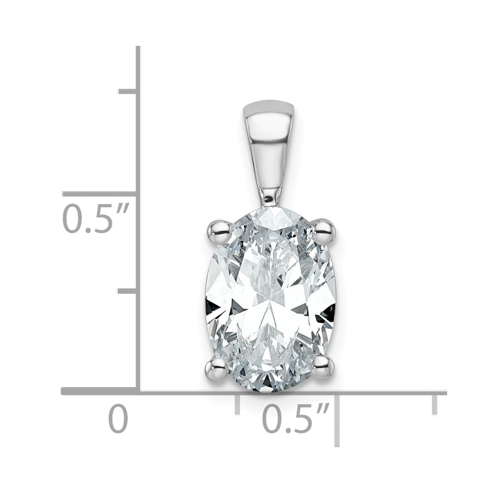 14K Weißgold 3 ct. Zertifizierter Labordiamant VS/SI+ G+ Oval Komplett Vierzacken-Anhänger
