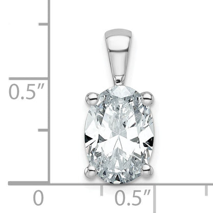 14 K Weißgold Anhänger mit 3 ct. im Labor gezüchtetem Diamant, VS/SI+ G+, Oval, komplett, vierzackige Krappenfassung