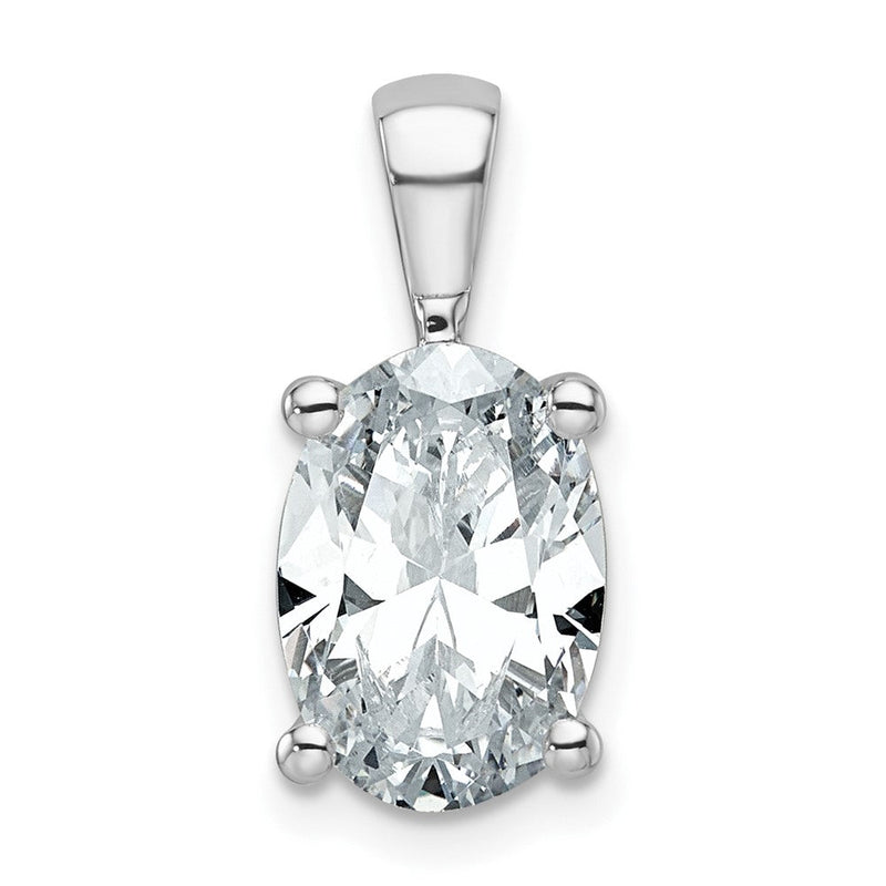 14K Weißgold 3 ct. Zertifizierter Labordiamant VS/SI+ G+ Oval Komplett Vierzacken-Anhänger