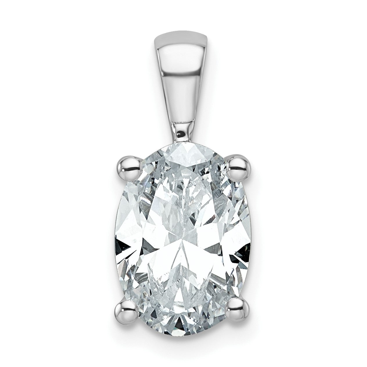 14 K Weißgold Anhänger mit 3 ct. im Labor gezüchtetem Diamant, VS/SI+ G+, Oval, komplett, vierzackige Krappenfassung