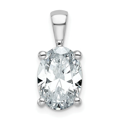 14 K Weißgold Anhänger mit 3 ct. im Labor gezüchtetem Diamant, VS/SI+ G+, Oval, komplett, vierzackige Krappenfassung