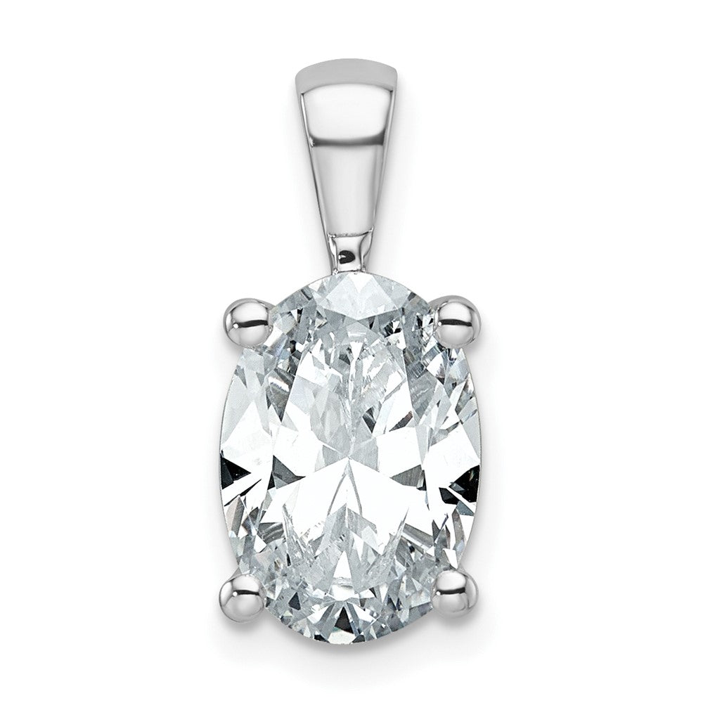 14 K Weißgold Anhänger mit 3 ct. im Labor gezüchtetem Diamant, VS/SI+ G+, Oval, komplett, vierzackige Krappenfassung