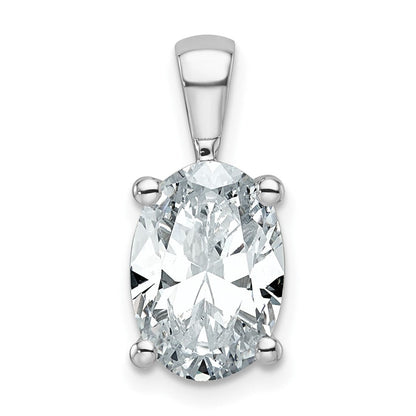 14 K Weißgold Anhänger mit 3 ct. im Labor gezüchtetem Diamant, VS/SI+ G+, Oval, komplett, vierzackige Krappenfassung