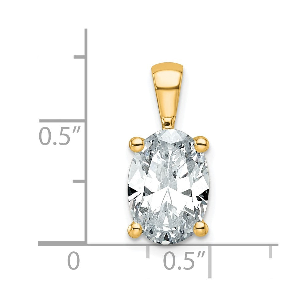 14K Gelbgold 3 ct. Zertifizierter Labordiamant VS/SI+ G+ Oval Vierzack-Anhänger