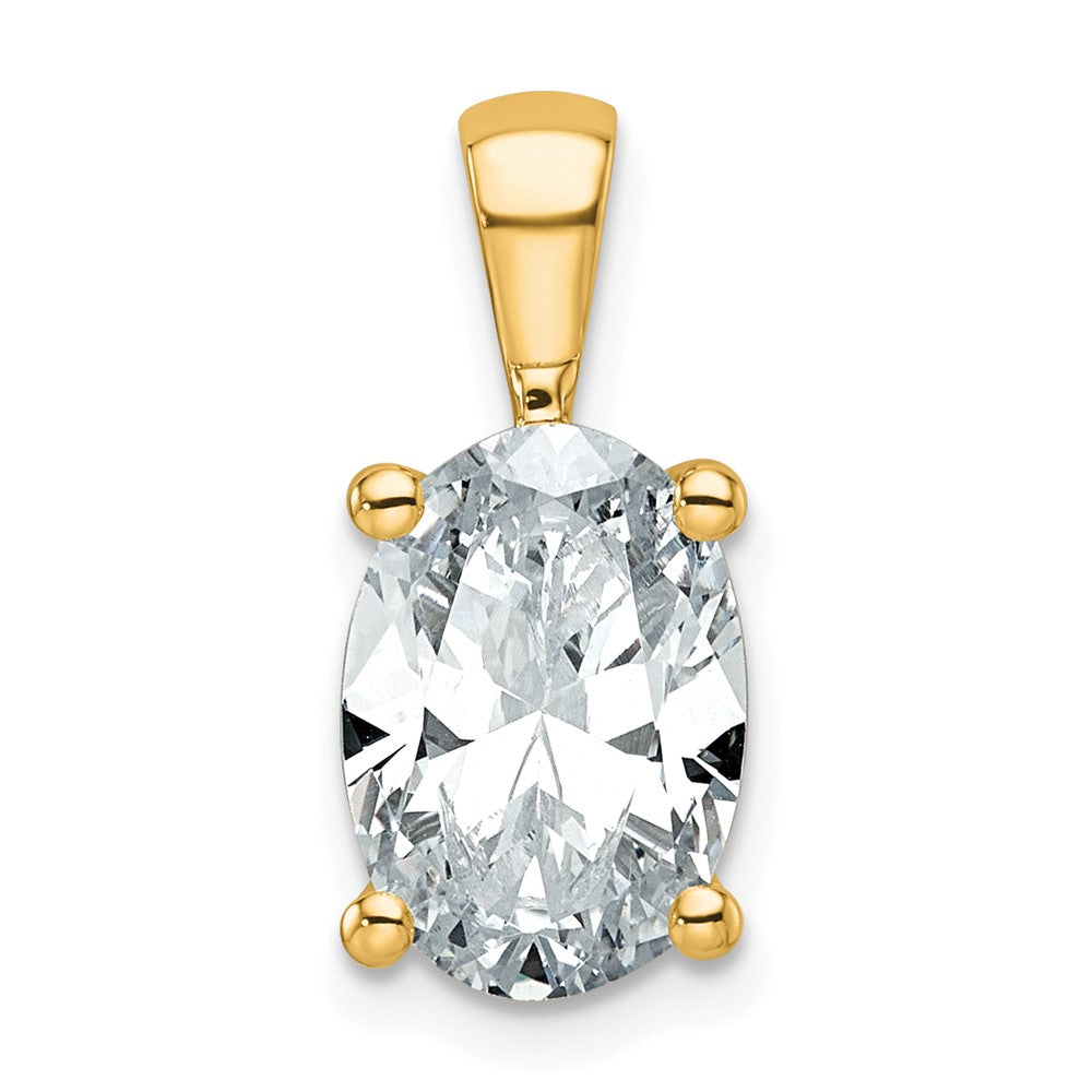 14K Gelbgold Anhänger mit 3 ct. im Labor gezüchtetem Diamant VS/SI+ G+, Oval-Schliff, Vierzacken-Fassung