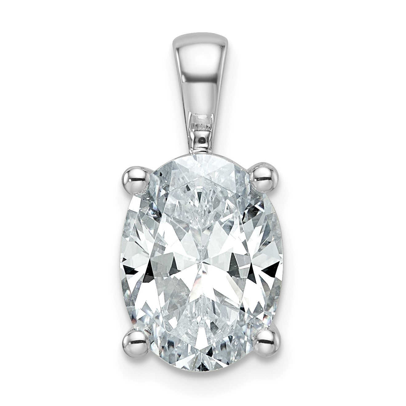 14K Weißgold Anhänger mit 4 ct. Labor-Diamant VS/SI+ G+ im Ovalschliff mit Vierkrappenfassung