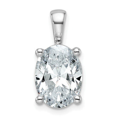 14K Weißgold Anhänger mit 4 ct. Labor-Diamant VS/SI+ G+ im Ovalschliff mit Vierkrappenfassung