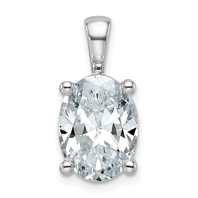 14K Weißgold Anhänger mit 4 ct. Labor-Diamant VS/SI+ G+ im Ovalschliff mit Vierkrappenfassung