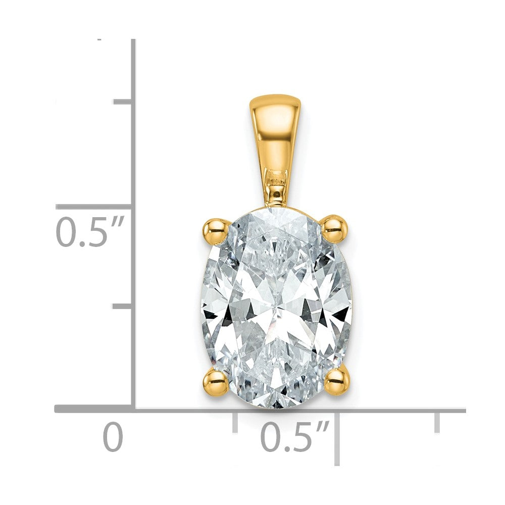 14 Karat Gelbgold Anhänger mit 4 ct. zertifiziertem, im Labor gezüchtetem Diamant, VS/SI+ G+, im Ovalschliff, mit Vier-Krappen-Fassung