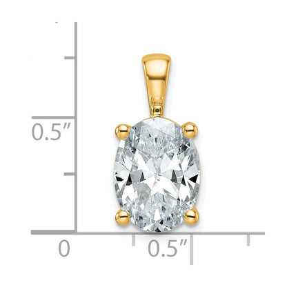 14K Gelbgold Anhänger mit 4 ct. im Labor gezüchtetem Diamant, VS/SI+, G+, Oval-Schliff, Vierkrappenfassung