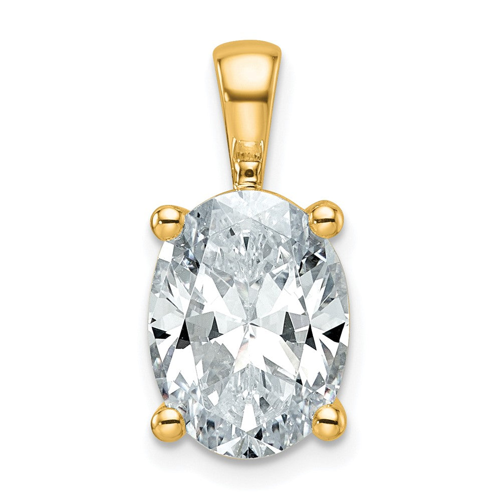 14K Gelbgold Anhänger mit 4 ct. im Labor gezüchtetem Diamant, VS/SI+, G+, Oval-Schliff, Vierkrappenfassung