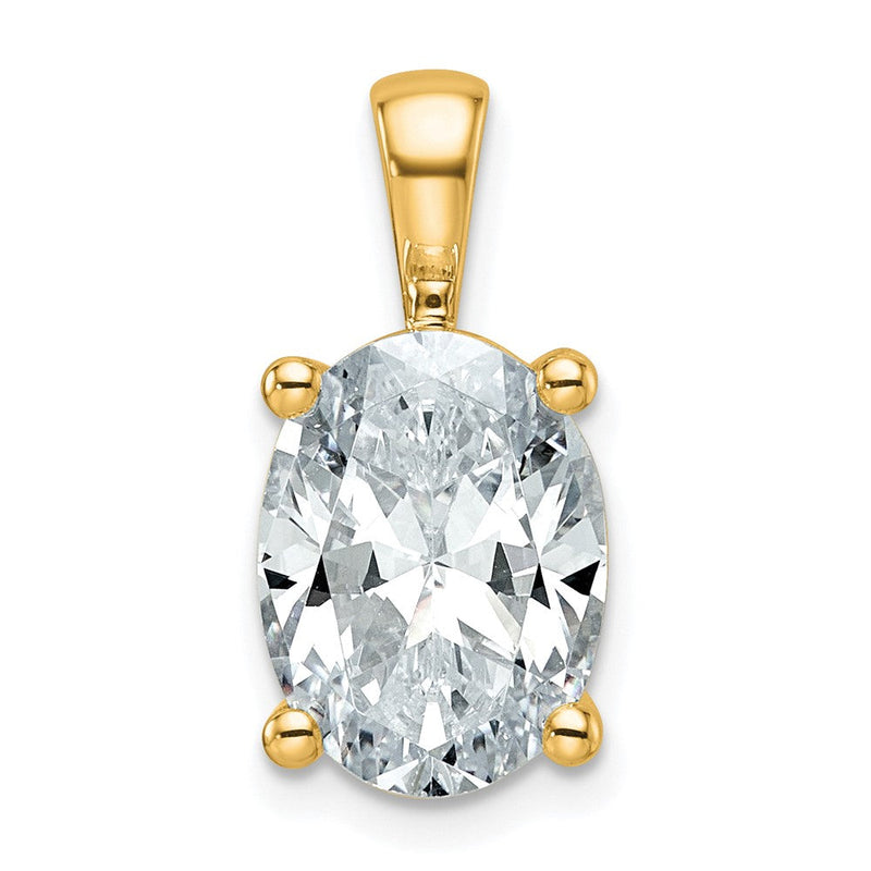 14K Gelbgold Anhänger mit 4 ct. im Labor gezüchtetem Diamant, VS/SI+, G+, Oval-Schliff, Vierkrappenfassung