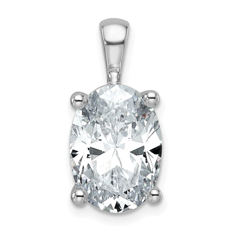14K Weißgold 5 ct. Labordiamant VS/SI+ G+ Oval Komplett Vierkrappen-Anhänger