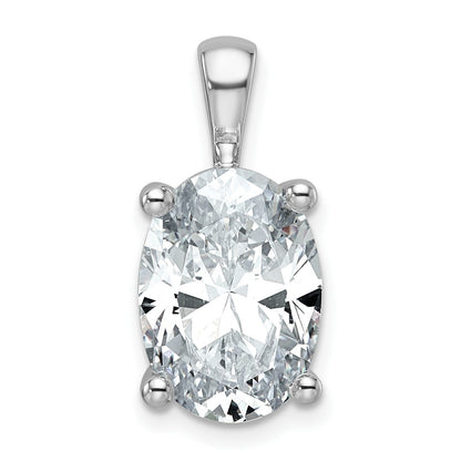 14 Karat Weißgold Anhänger mit 5 ct. zertifiziertem, im Labor gezüchtetem Diamant VS/SI+ G+, Oval, Vierzack-Fassung