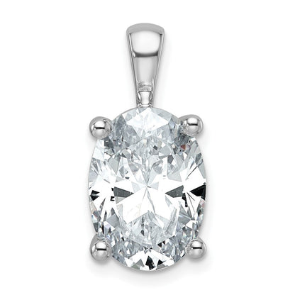 14 Karat Weißgold Anhänger mit 5 ct. zertifiziertem, im Labor gezüchtetem Diamant VS/SI+ G+, Oval, Vierzack-Fassung