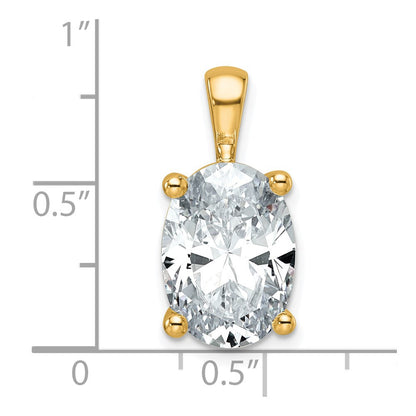 Anhänger aus 14K Gelbgold mit ovalem, im Labor gezüchtetem Diamant, 5 ct., VS/SI+ G+, vierzackige Fassung