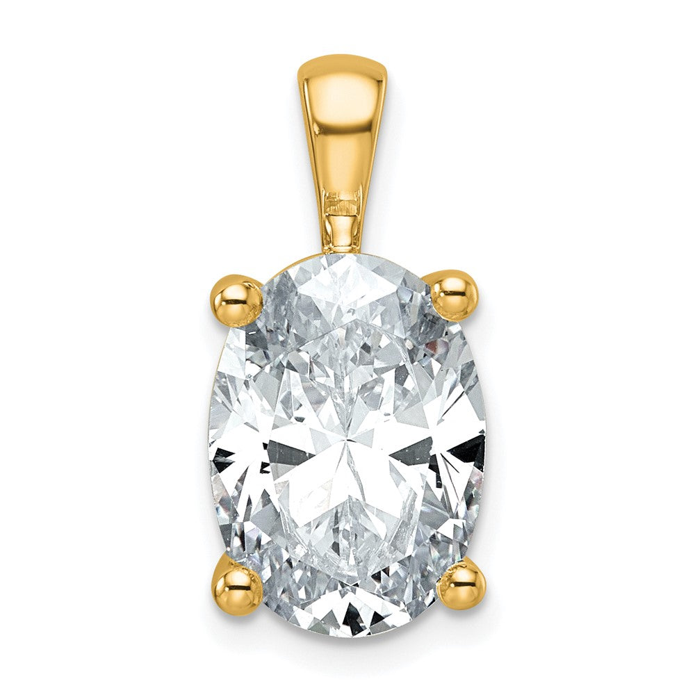 14K Gelbgold 5 ct. Zertifizierter Laborgezüchteter Diamant VS/SI+ G+ Ovaler Vier-Krappen-Anhänger