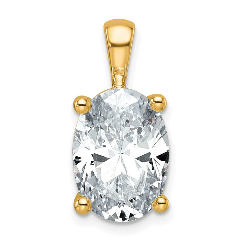 Anhänger aus 14K Gelbgold mit ovalem, im Labor gezüchtetem Diamant, 5 ct., VS/SI+ G+, vierzackige Fassung