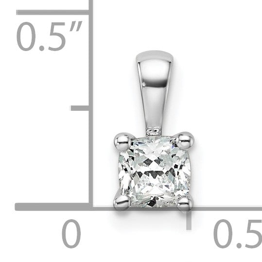 14K Weißgold Anhänger mit 0,5 ct. Laborgezüchtetem Diamant VS/SI+ G+ im Kissenschliff mit Vierkrappenfassung