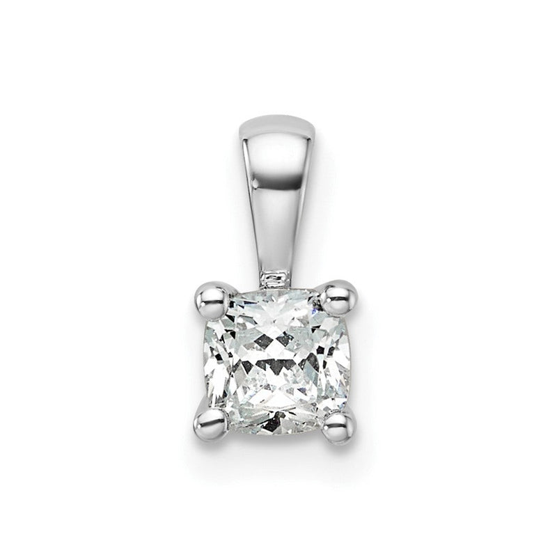 14K Weißgold Anhänger mit 0,5 ct. Laborgezüchtetem Diamant VS/SI+ G+ im Kissenschliff mit Vierkrappenfassung