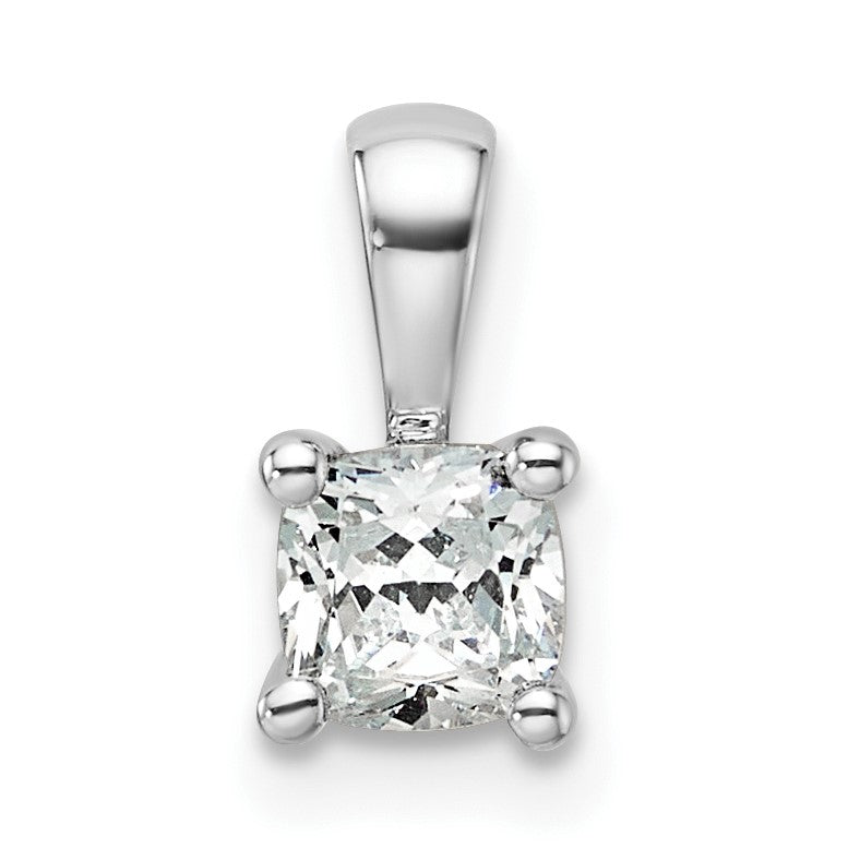 14K Weißgold 0,5 ct. zertifizierter im Labor gezüchteter Diamant VS/SI+ G+ Cushion-Schliff Anhänger mit Vierzacken-Fassung