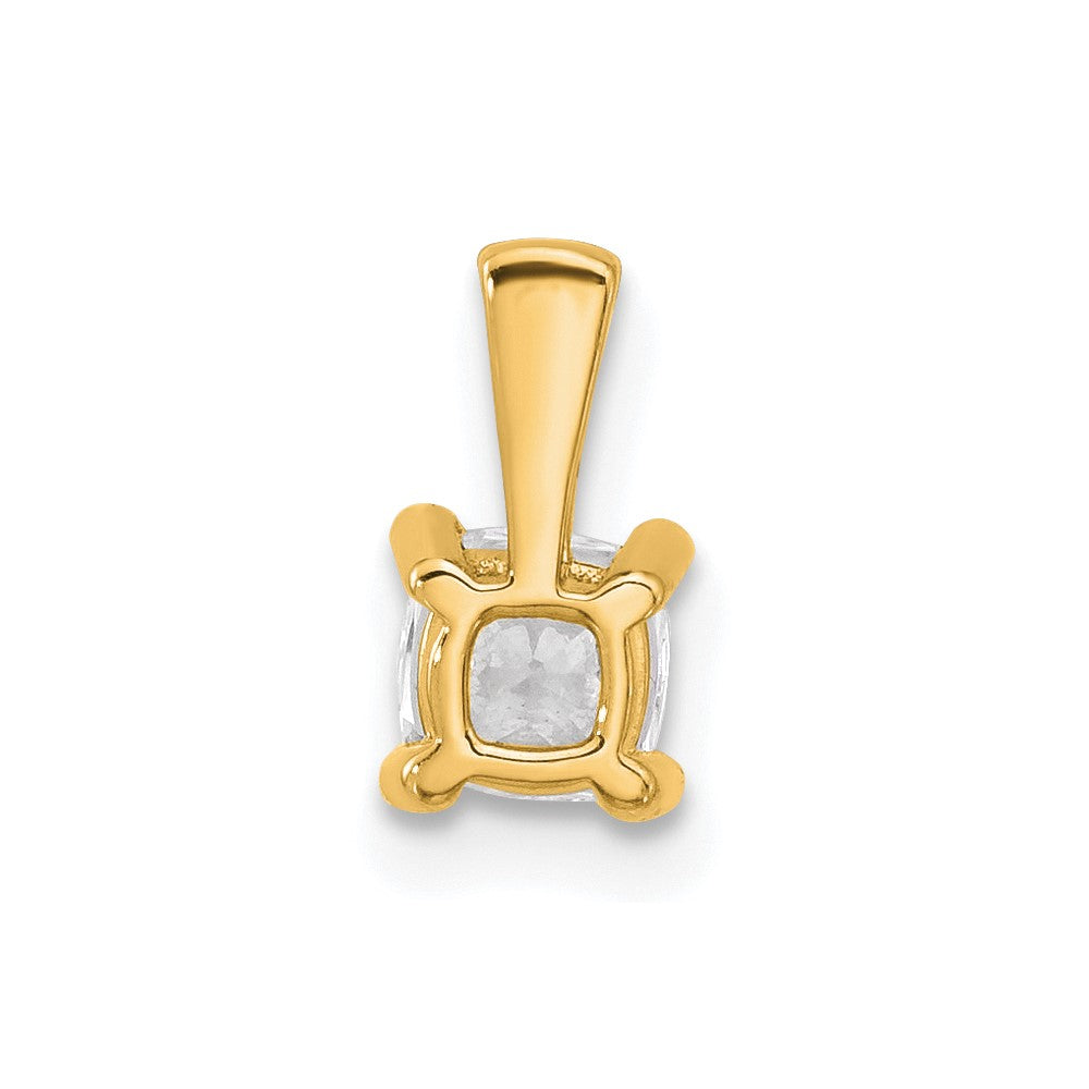 14K Gelbgold 0,5 ct. Laborgezüchteter Diamant VS/SI+ G+ Kissenschliff Vierzacken-Anhänger