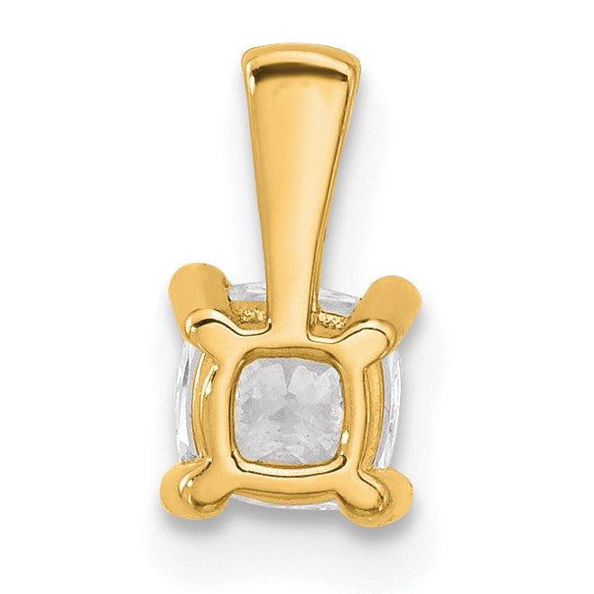 14K Gelbgold 0,5 ct. Zertifizierter, im Labor gezüchteter Diamant VS/SI+ G+ Kissenschliff Vierkrappen-Anhänger