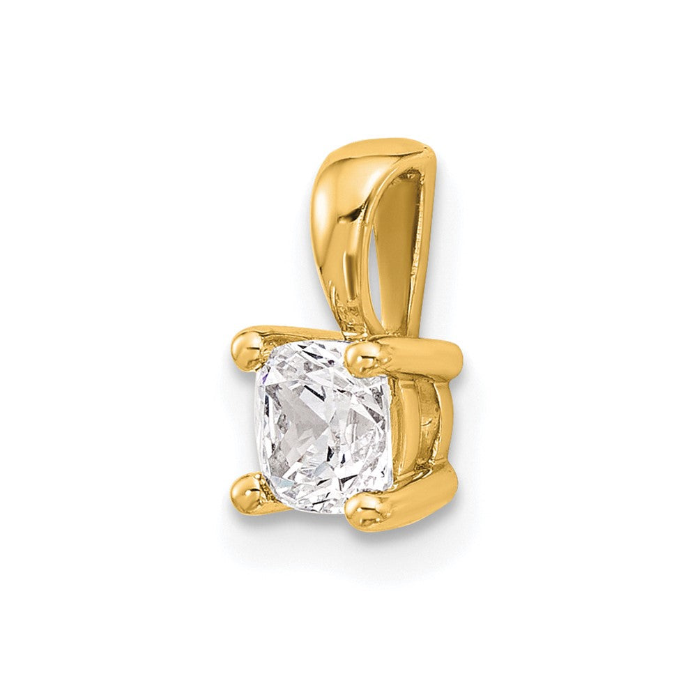 14K Gelbgold 0,5 ct. Laborgezüchteter Diamant VS/SI+ G+ Kissenschliff Vierzacken-Anhänger