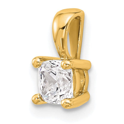 14K Gelbgold 0,5 ct. Zertifizierter, im Labor gezüchteter Diamant VS/SI+ G+ Kissenschliff Vierkrappen-Anhänger
