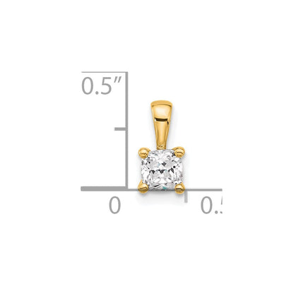 14K Gelbgold 0,5 ct. Zertifizierter, im Labor gezüchteter Diamant VS/SI+ G+ Kissenschliff Vierkrappen-Anhänger