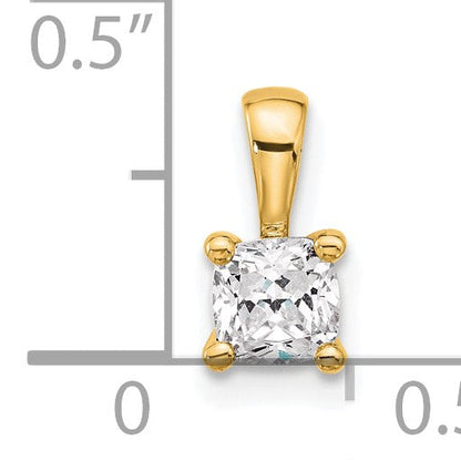 14K Gelbgold 0,5 ct. Laborgezüchteter Diamant VS/SI+ G+ Kissenschliff Vierzacken-Anhänger