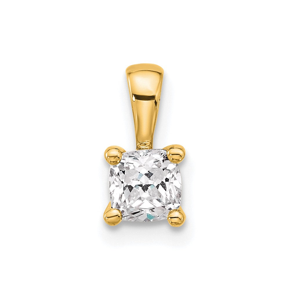 14K Gelbgold 0,5 ct. Laborgezüchteter Diamant VS/SI+ G+ Kissenschliff Vierzacken-Anhänger