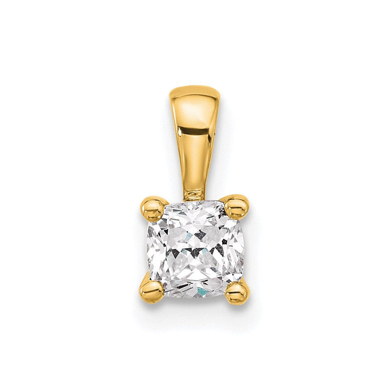 14K Gelbgold 0,5 ct. Laborgezüchteter Diamant VS/SI+ G+ Kissenschliff Vierzacken-Anhänger