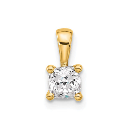 14K Gelbgold 0,5 ct. Zertifizierter, im Labor gezüchteter Diamant VS/SI+ G+ Kissenschliff Vierkrappen-Anhänger