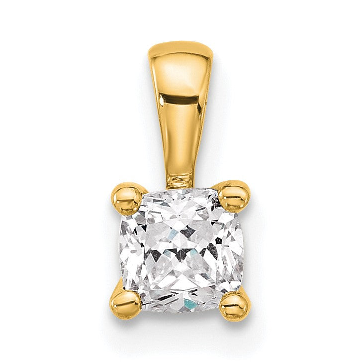 14K Gelbgold 0,5 ct. Zertifizierter, im Labor gezüchteter Diamant VS/SI+ G+ Kissenschliff Vierkrappen-Anhänger