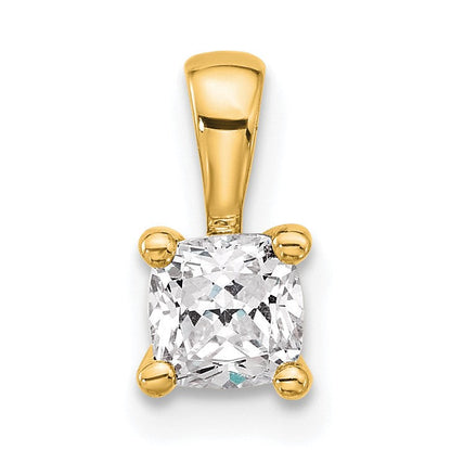14K Gelbgold 0,5 ct. Zertifizierter, im Labor gezüchteter Diamant VS/SI+ G+ Kissenschliff Vierkrappen-Anhänger