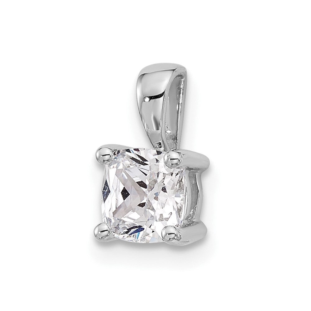 14K Weißgold Anhänger mit 0,75 ct. Labor gezüchtetem Diamant VS/SI+ G+ im Kissenschliff mit Vierkrappenfassung