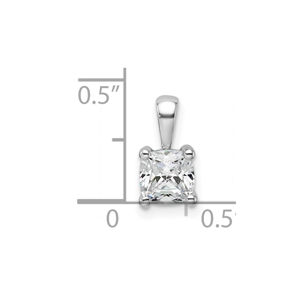 14K Weißgold Anhänger mit 0,75 ct. Labor gezüchtetem Diamant VS/SI+ G+ im Kissenschliff mit Vierkrappenfassung