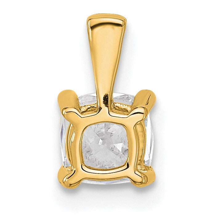 14K Gelbgold Anhänger mit 0,75 ct. im Labor gezüchtetem Diamanten im Kissenschliff VS/SI+ G+, Vier-Krappen-Fassung