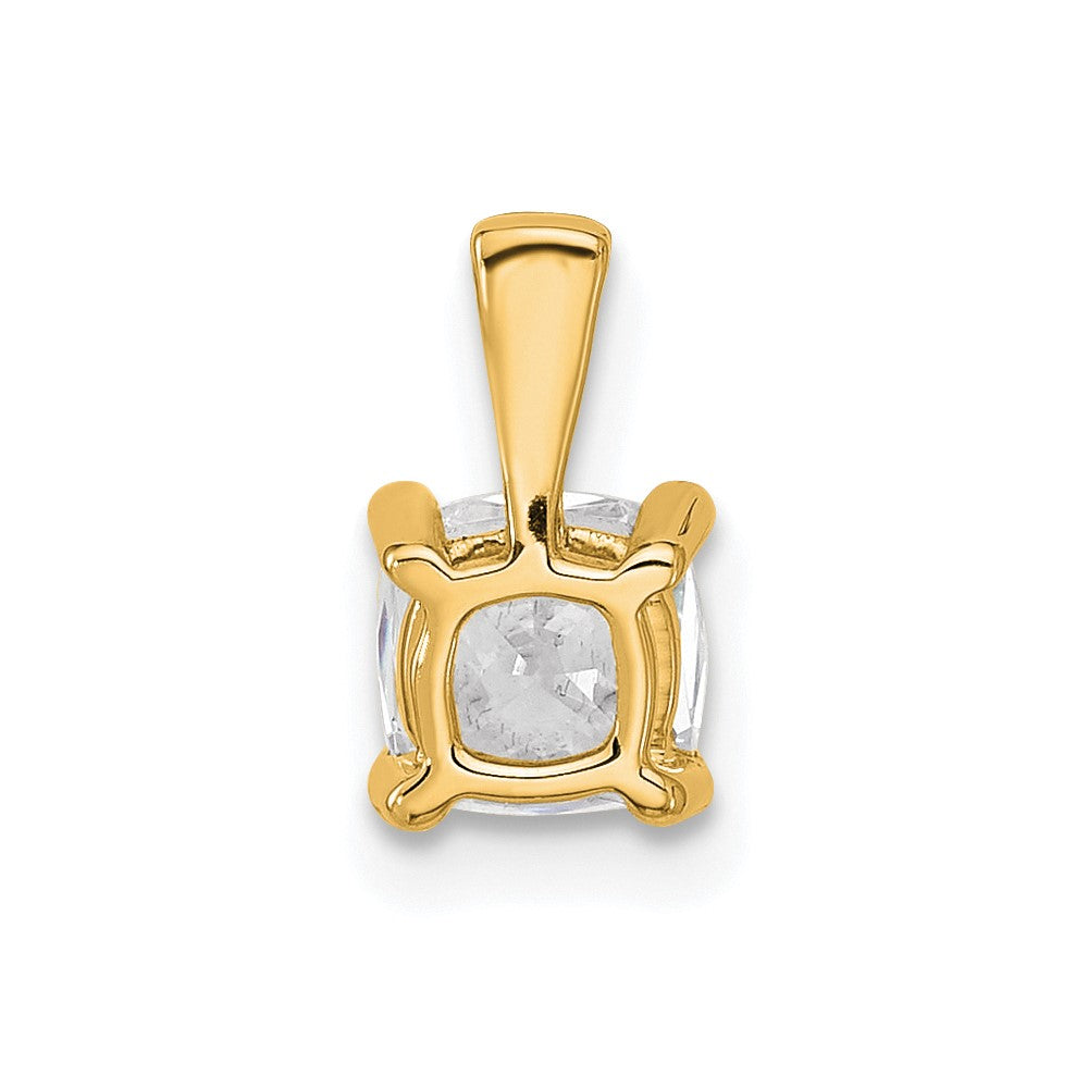 14K Gelbgold 0,75 ct. zertifizierter im Labor gezüchteter Diamant VS/SI+ G+ Kissenschliff Vierzacken-Anhänger